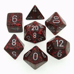 7 Dice Chessex SPECKLED SILVER VOLCANO SILVER 25344 Dadi