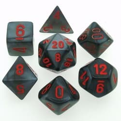7 Die Set Chessex VELVET BLACK red Dice NERO rosso Dadi Dado 27478